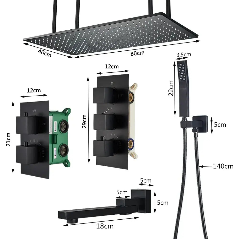 Black Thermostatic Shower Faucet