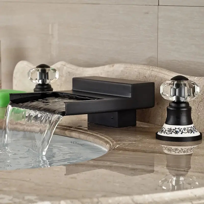 Black Wide Waterfall Faucet