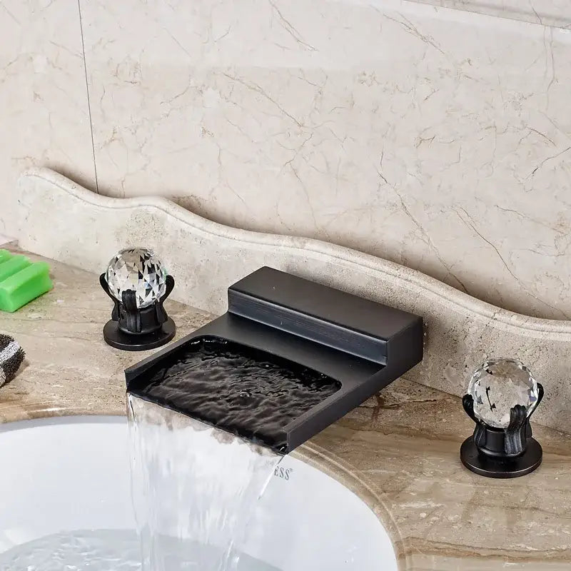 Black Wide Waterfall Faucet