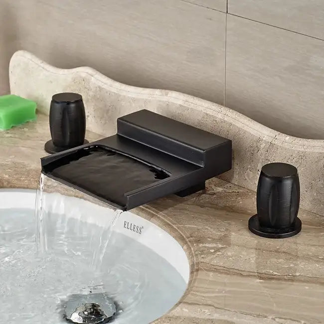 Black Wide Waterfall Faucet
