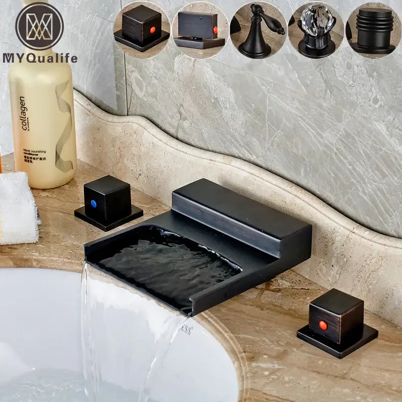 Black Wide Waterfall Faucet