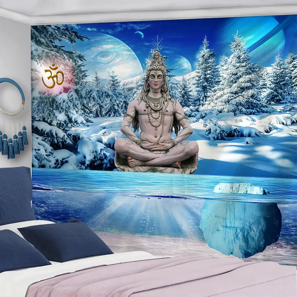 Blue White Tapestry Decor