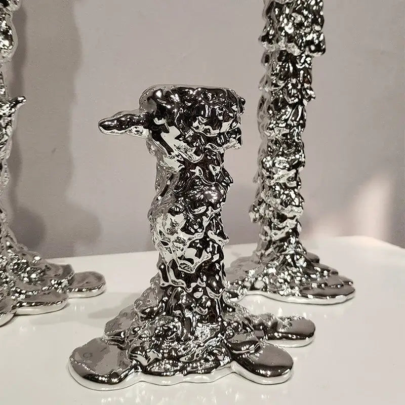 Gold Melted Candlestick Holder