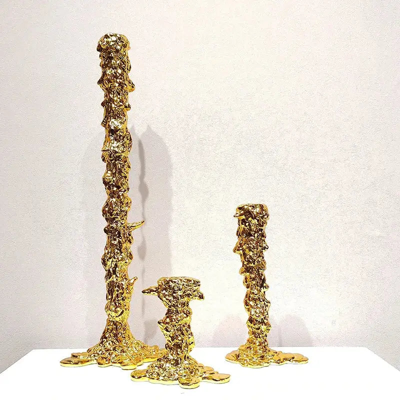 Gold Melted Candlestick Holder