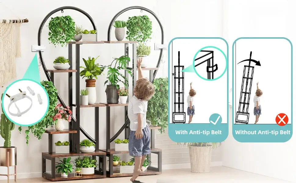 Six-Tier Black Metal Plant Stand for Entryways