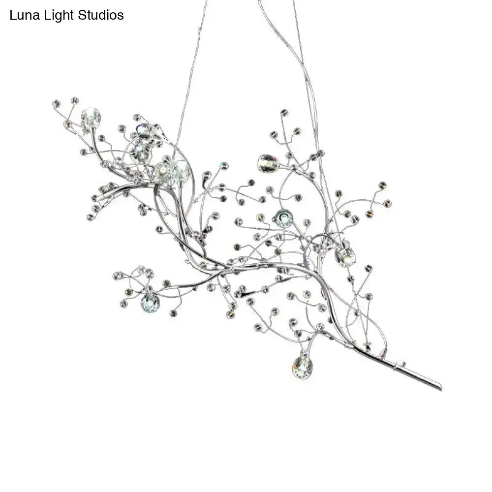 Gold Metallic Branch Crystal Bead Chandelier
