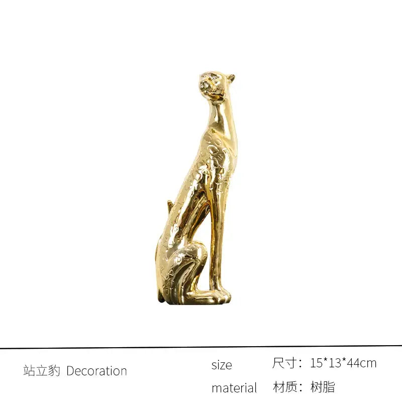 Gold Silver Leopard Sculpture