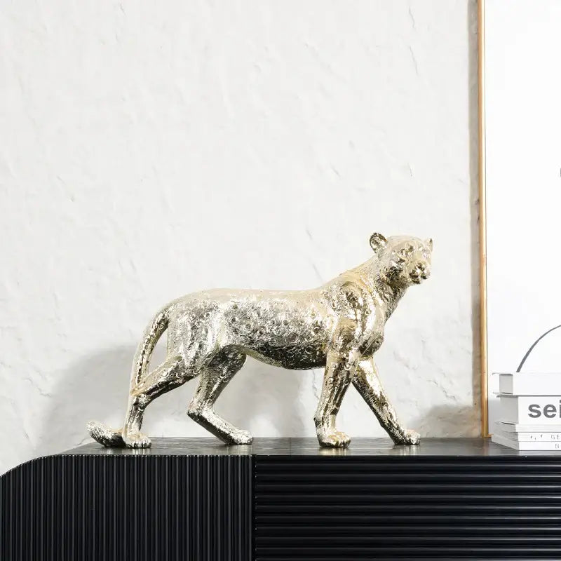 Gold Silver Leopard Sculpture