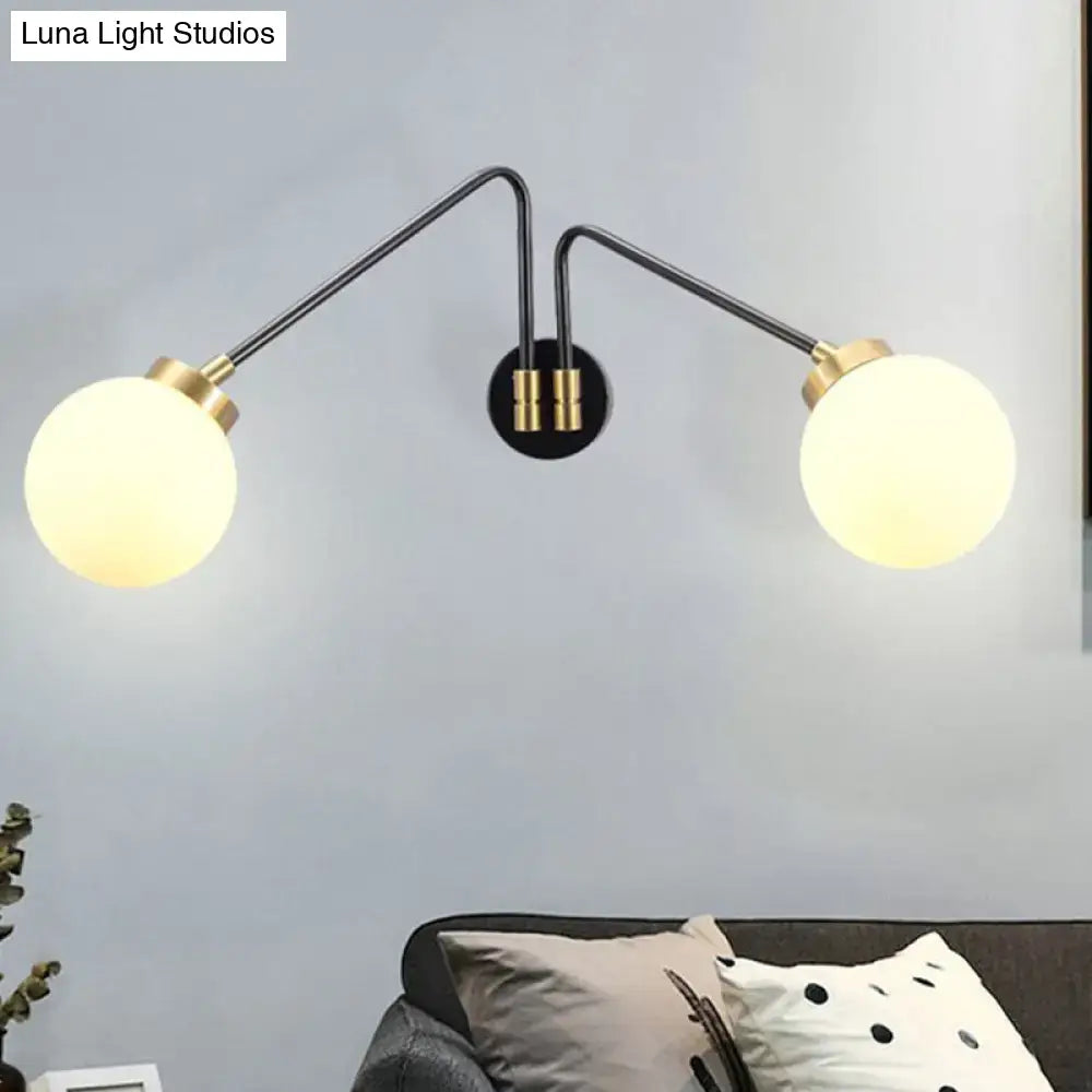 Black Brass Opal Glass Sconce