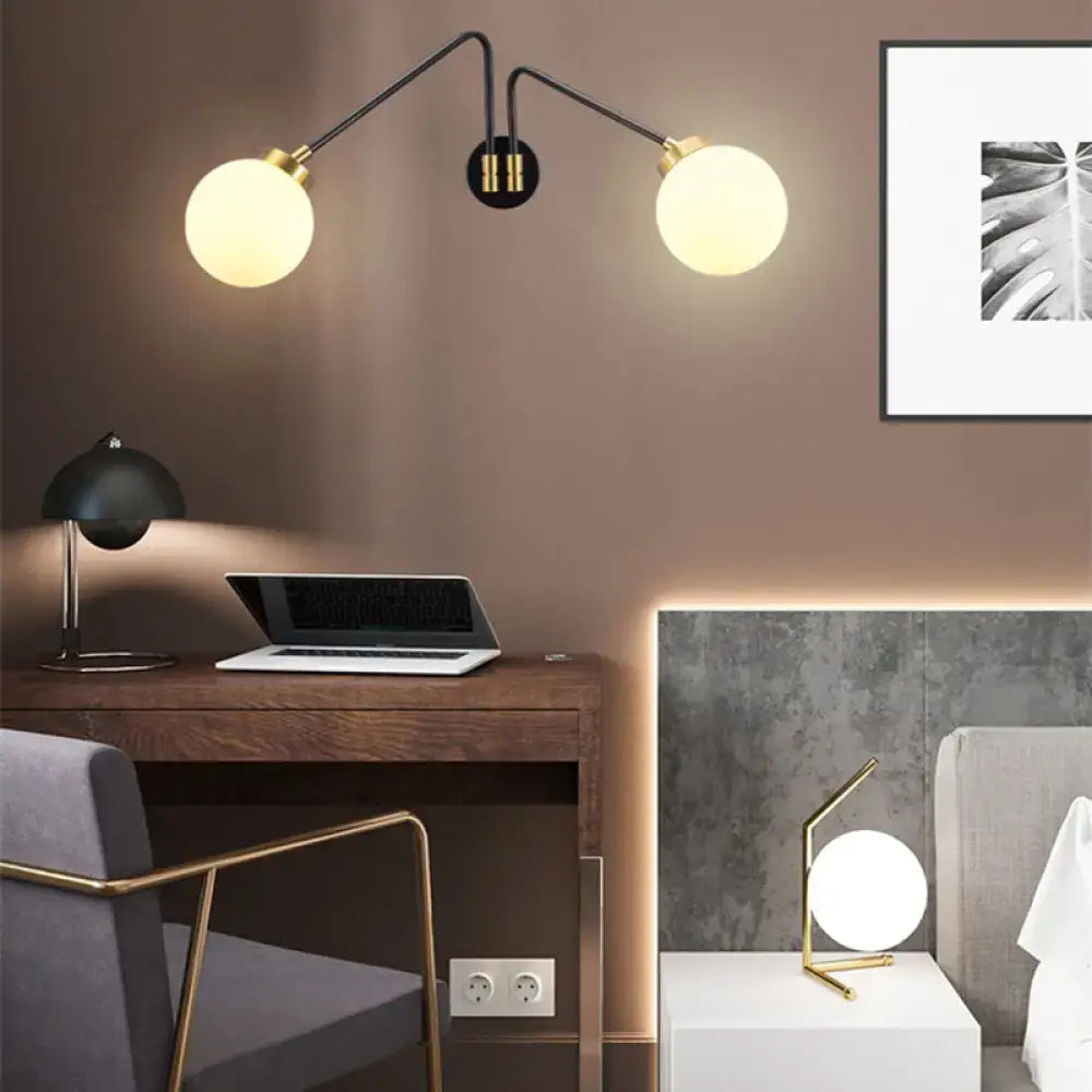 Black Brass Opal Glass Sconce