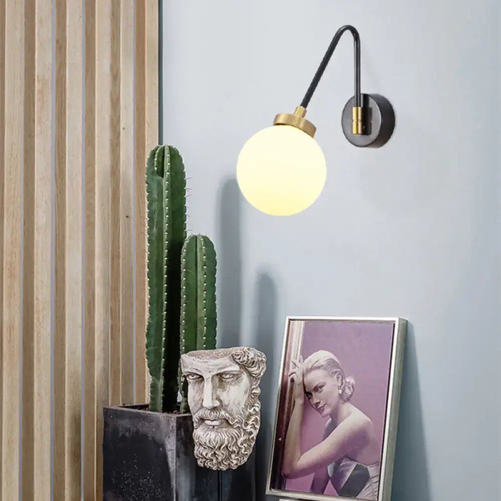 Black Brass Opal Glass Sconce