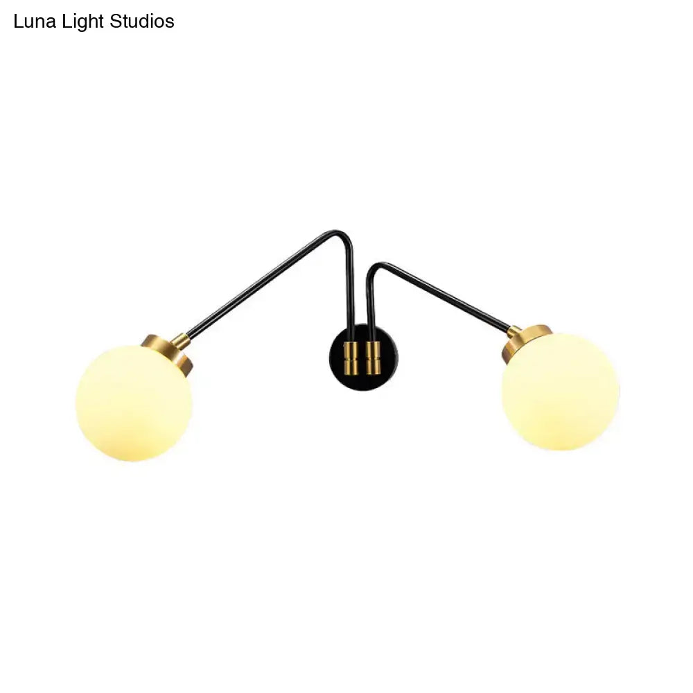 Black Brass Opal Glass Sconce