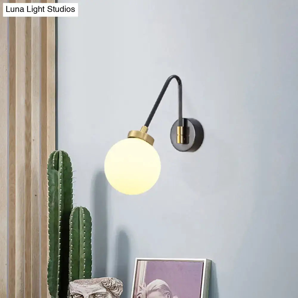 Black Brass Opal Glass Sconce