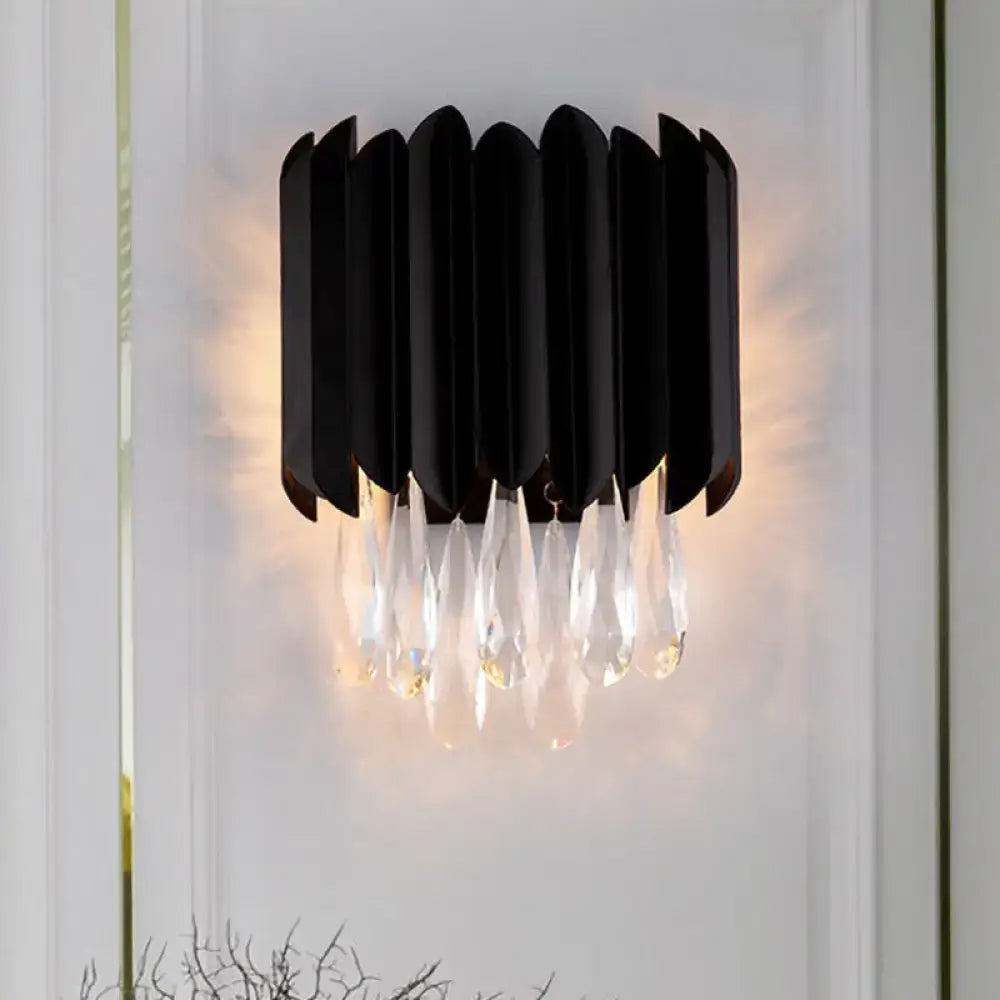 Black Metal Crystal Sconce