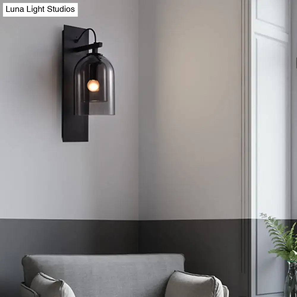 Black Smoked Glass Sconce