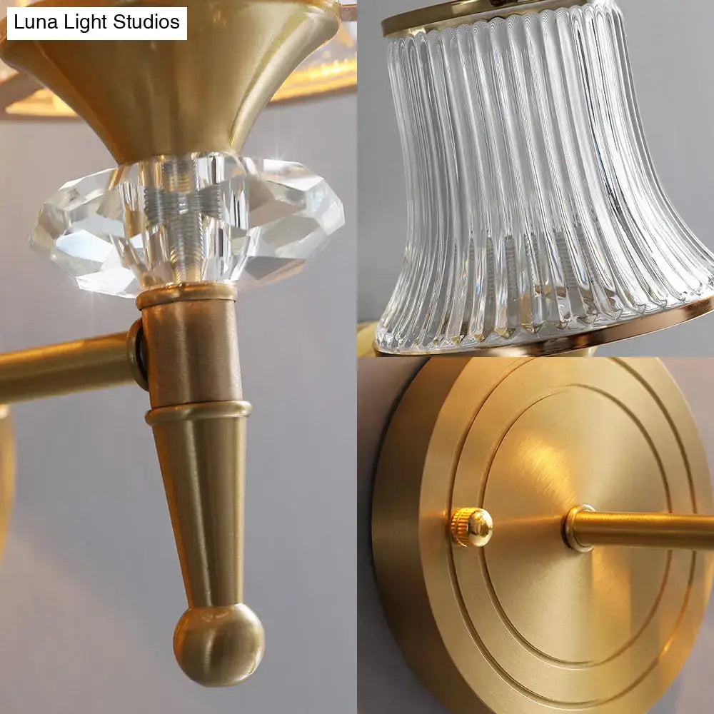 Brass Crystal Ribbed Sconce