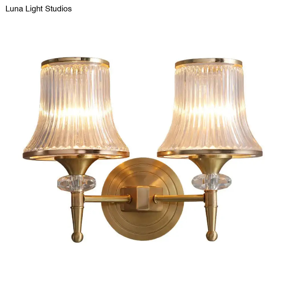 Brass Crystal Ribbed Sconce