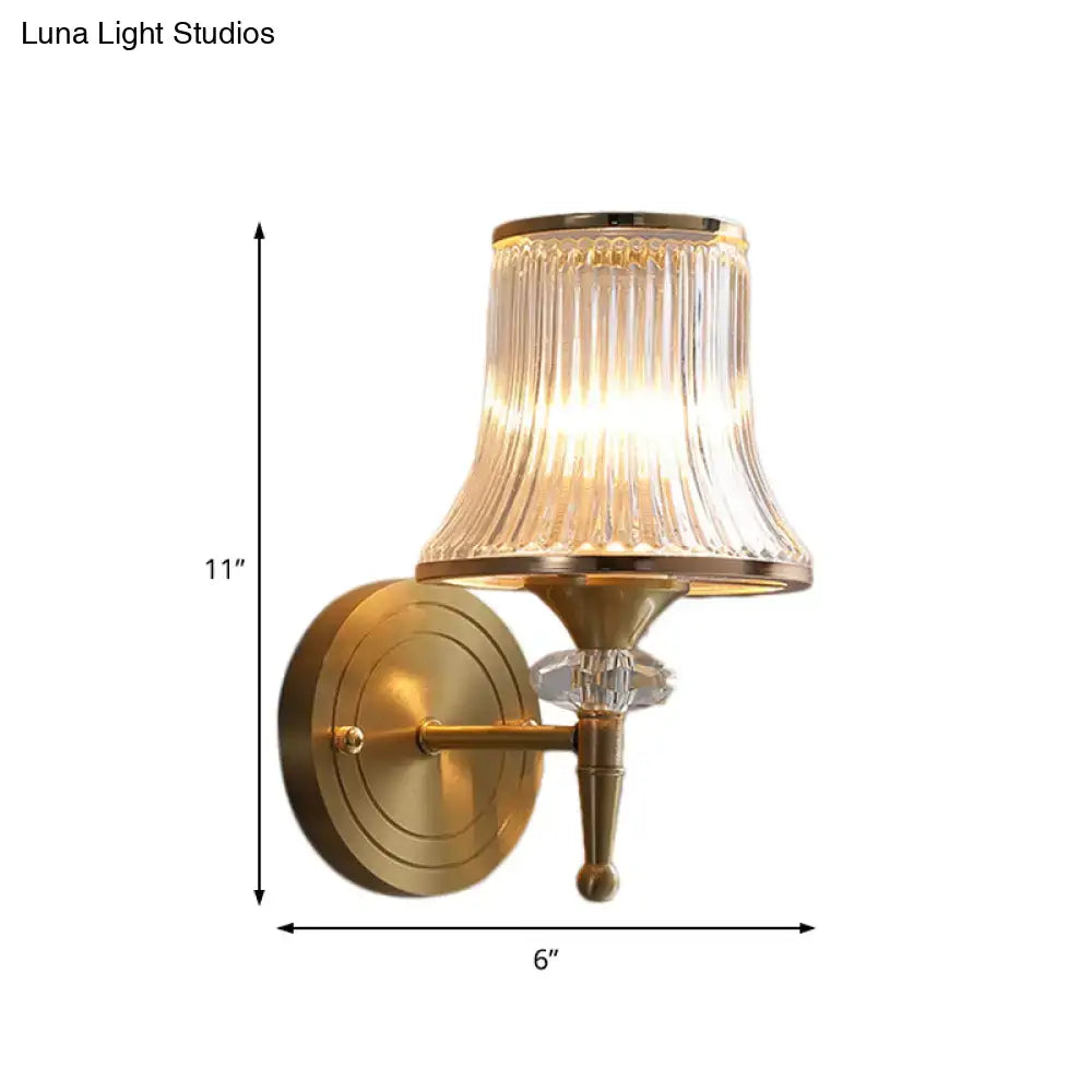 Brass Crystal Ribbed Sconce
