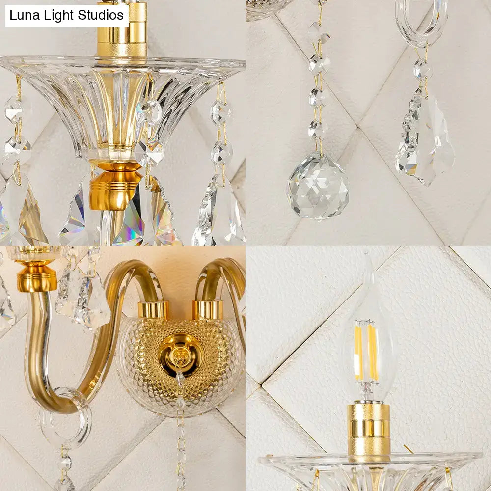 Brass Crystal Candle Sconce