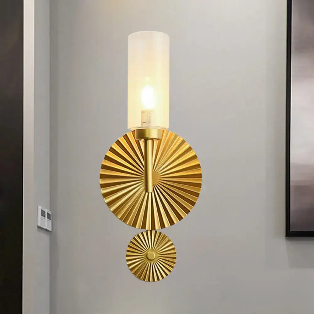 Brass Scalloped Amber Glass Sconce