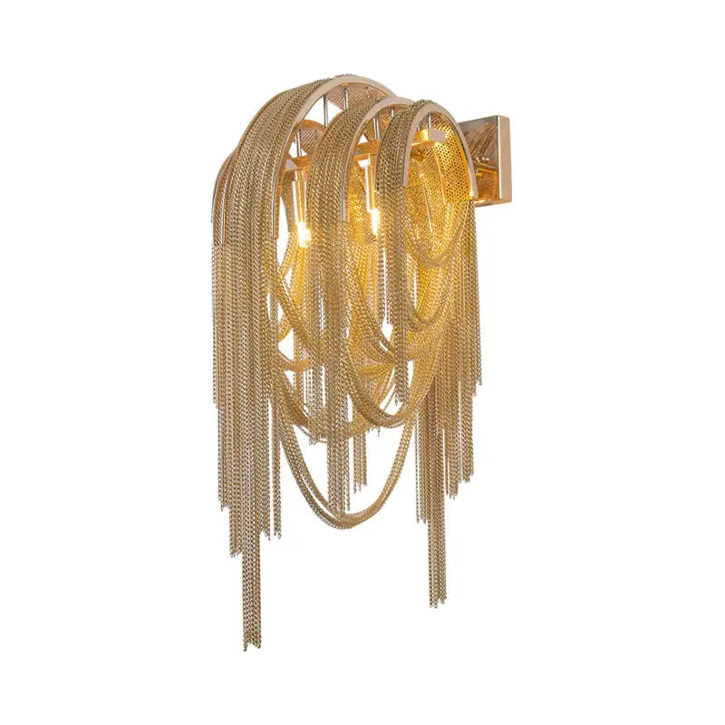 Gold Silver Stacked Tassel Wall Sconce