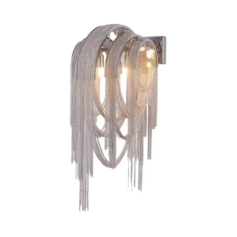 Gold Silver Stacked Tassel Wall Sconce