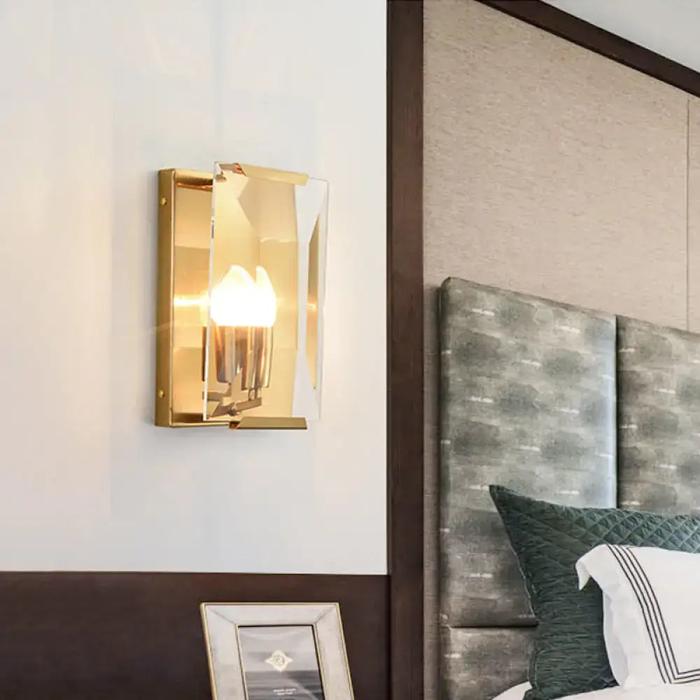 Gold Crystal Shield Trapezoid Sconce