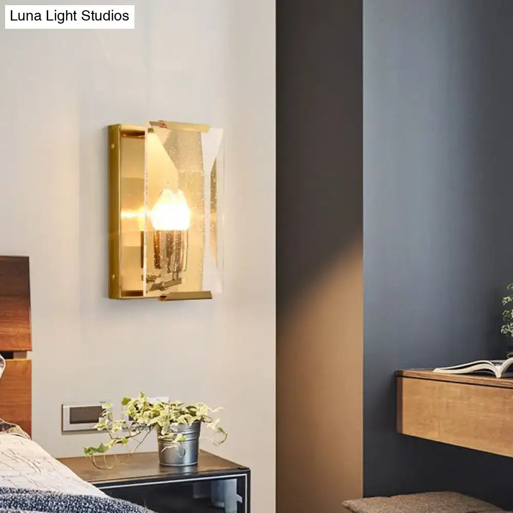 Gold Crystal Shield Trapezoid Sconce
