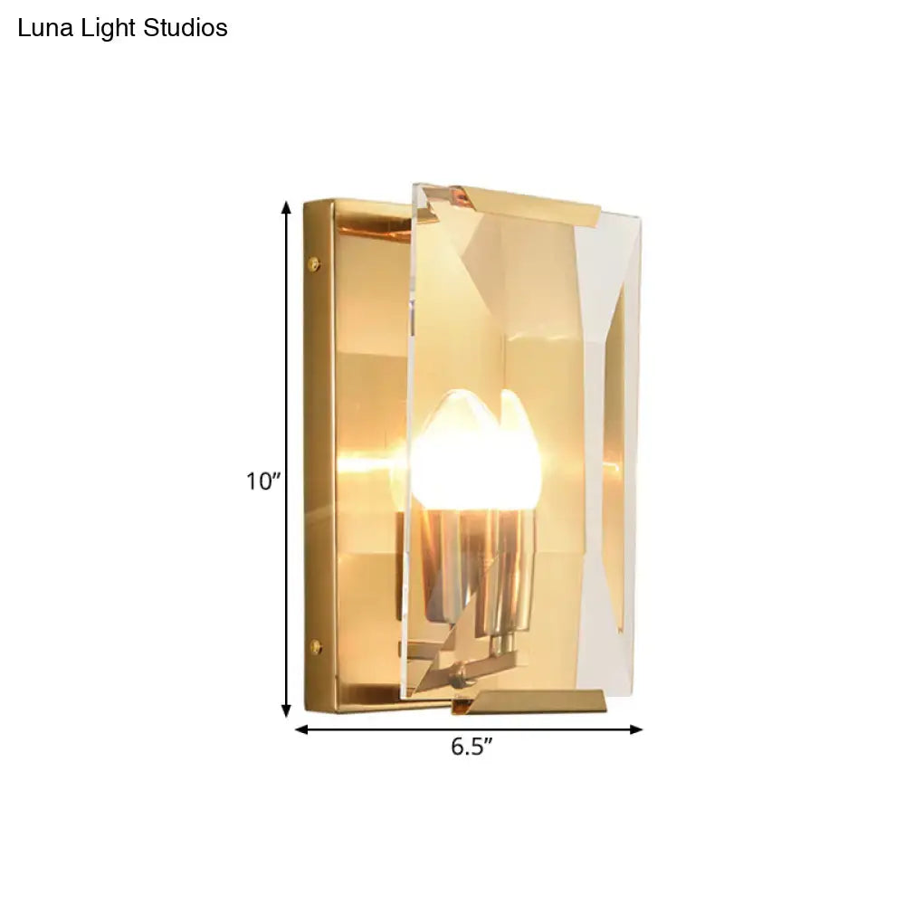 Gold Crystal Shield Trapezoid Sconce