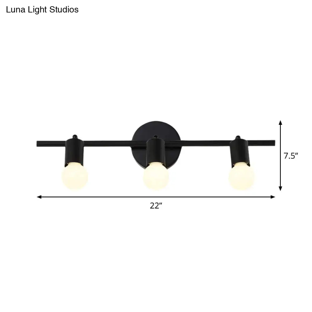 Black Metal 3-Arm Vanity Light