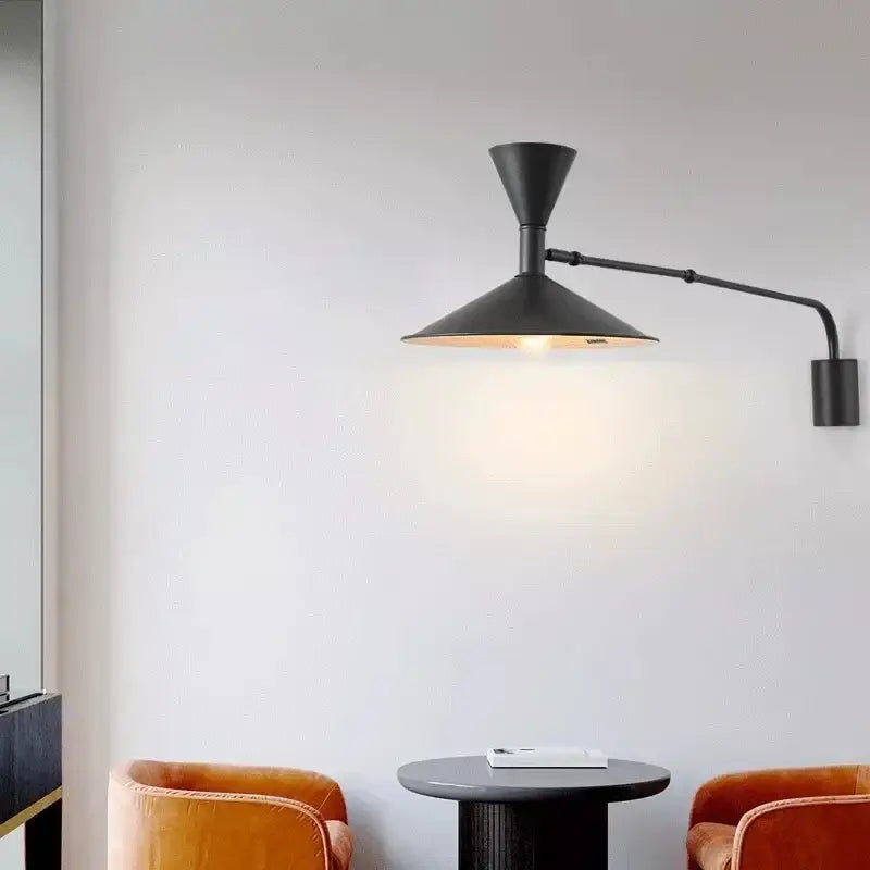 Black Long Arm Wall Lamp
