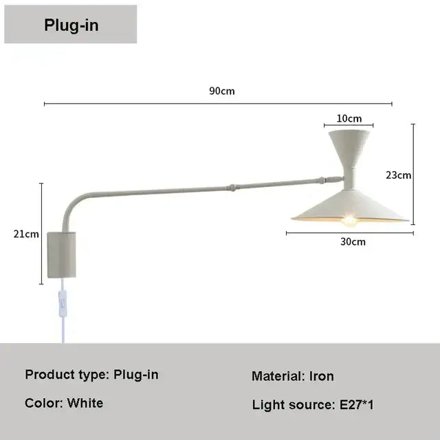 Black Long Arm Wall Lamp