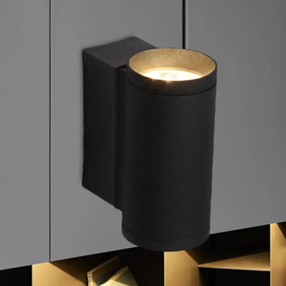 Black Metal Tubular Up-Down Wall Lamp
