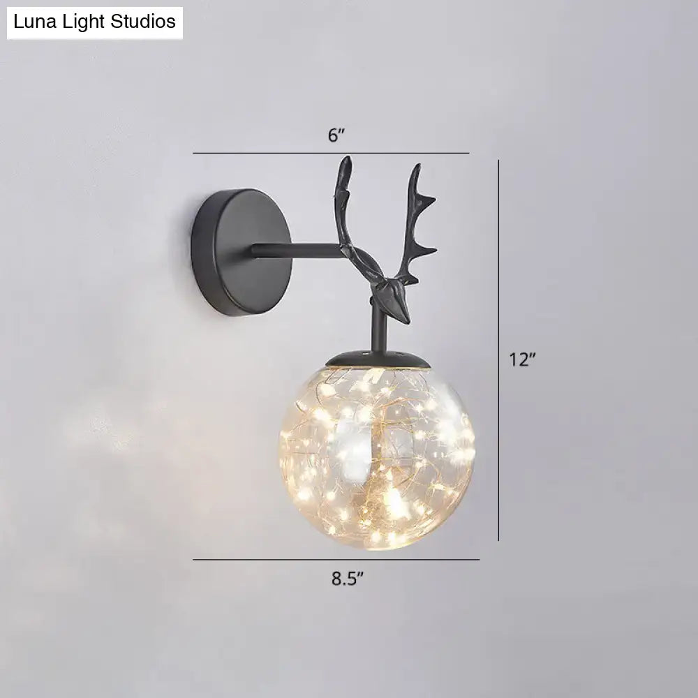 Black Antler Glass Sconce