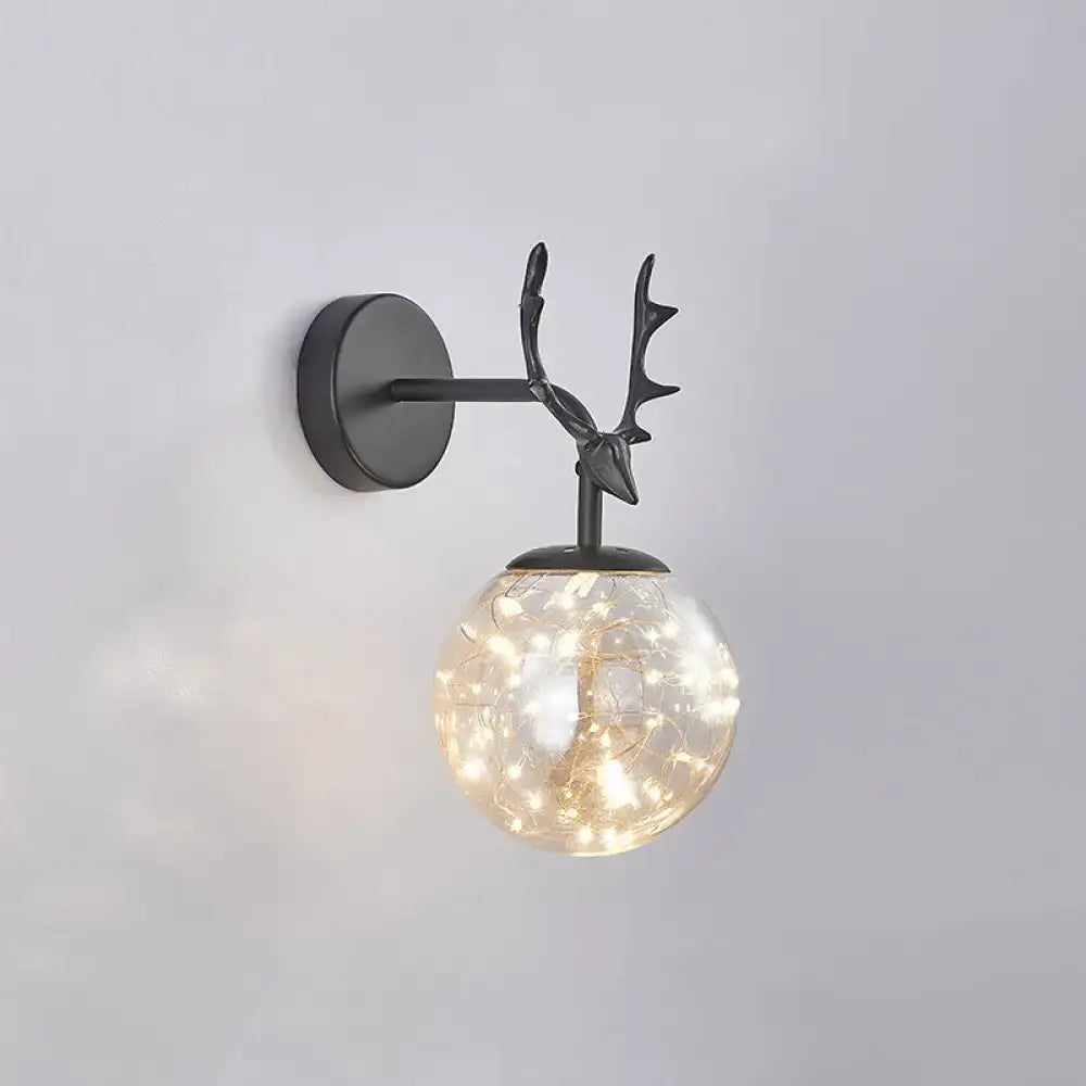 Black Antler Glass Sconce