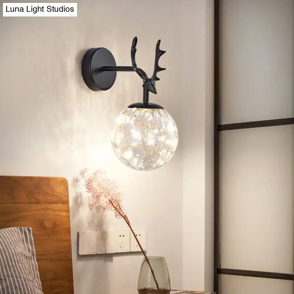 Black Antler Glass Sconce