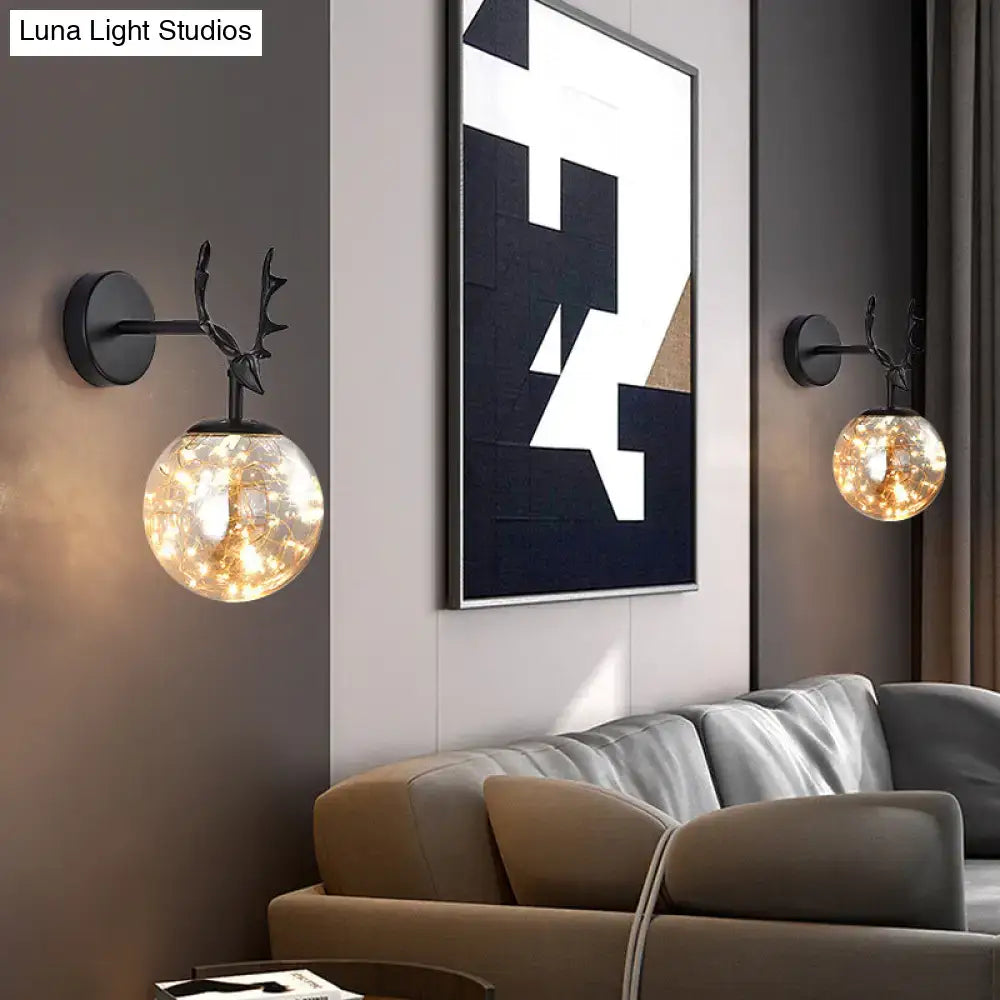 Black Antler Glass Sconce