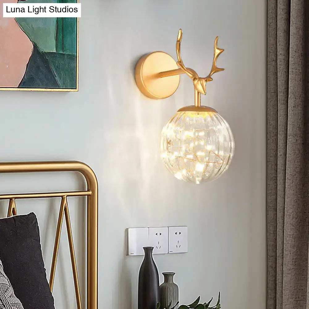 Black Antler Glass Sconce