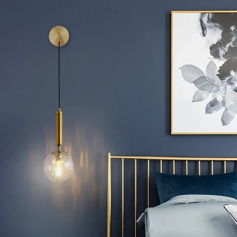 Brass Glass Wall Sconce with Frosted Shade