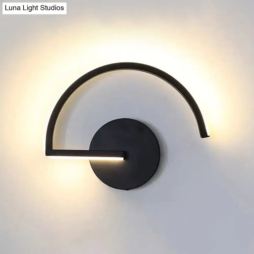 Black Curved Open-Frame Wall Sconce