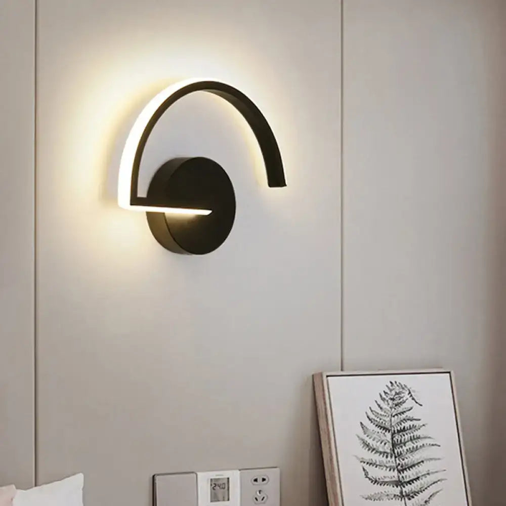 Black Curved Open-Frame Wall Sconce