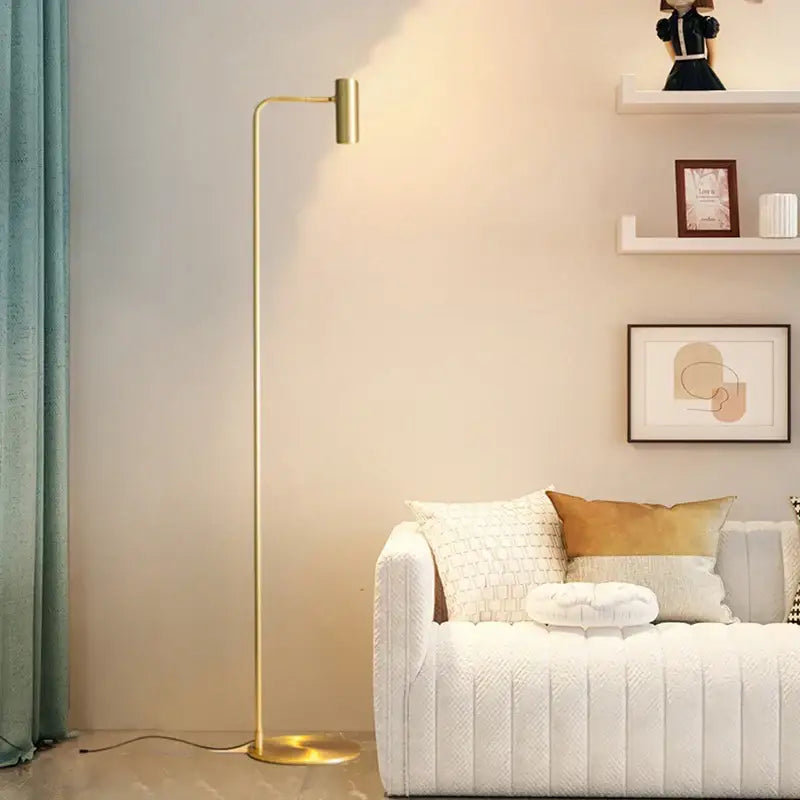Black Brass Curved Floor Lamp