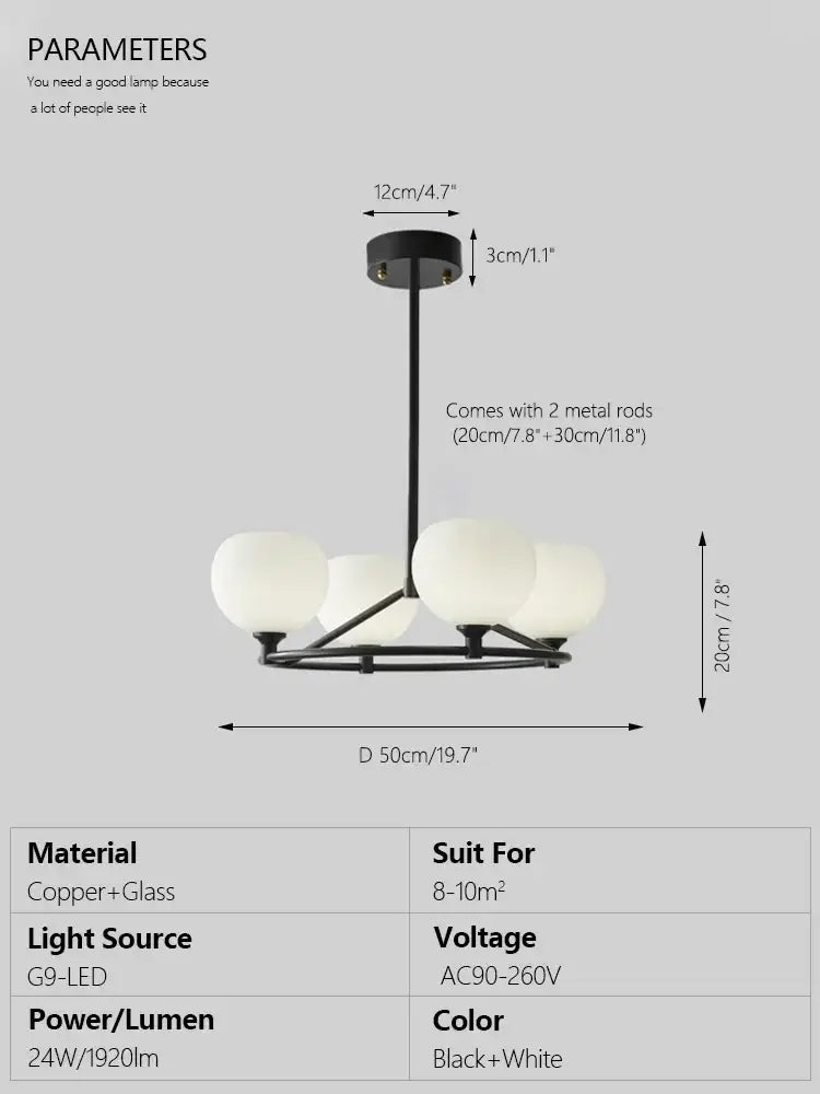 Black Copper Glass Chandelier