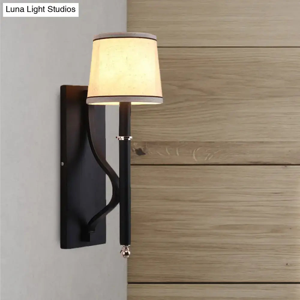 Black Flaxen Cone Wall Sconce