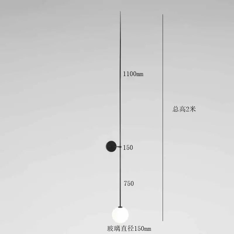 Black Glass 200cm Nordic Wall Light