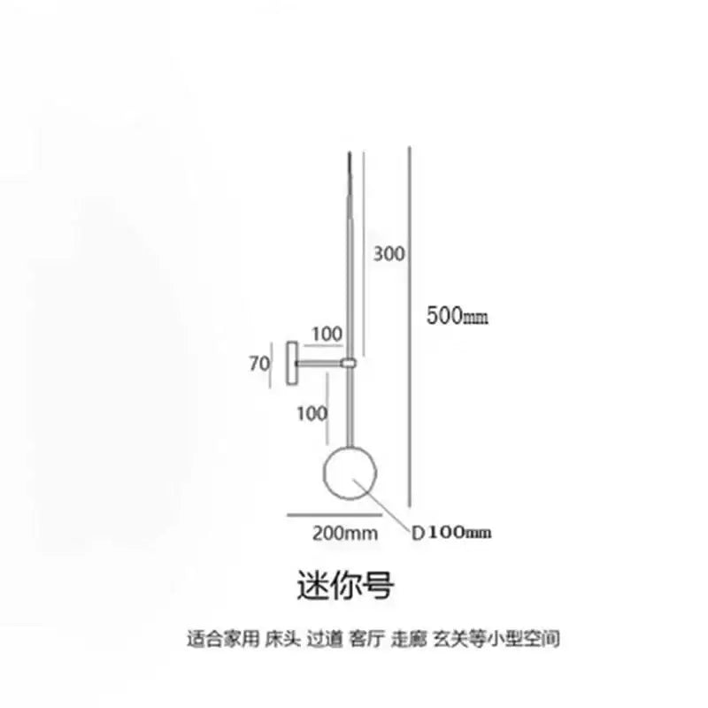 Black Glass 200cm Nordic Wall Light