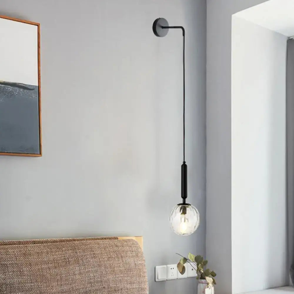 Black Gold Glass Globe Wall Sconce