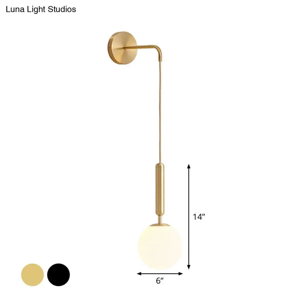 Black Gold Glass Globe Wall Sconce