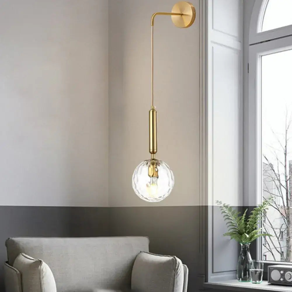 Black Gold Glass Globe Wall Sconce