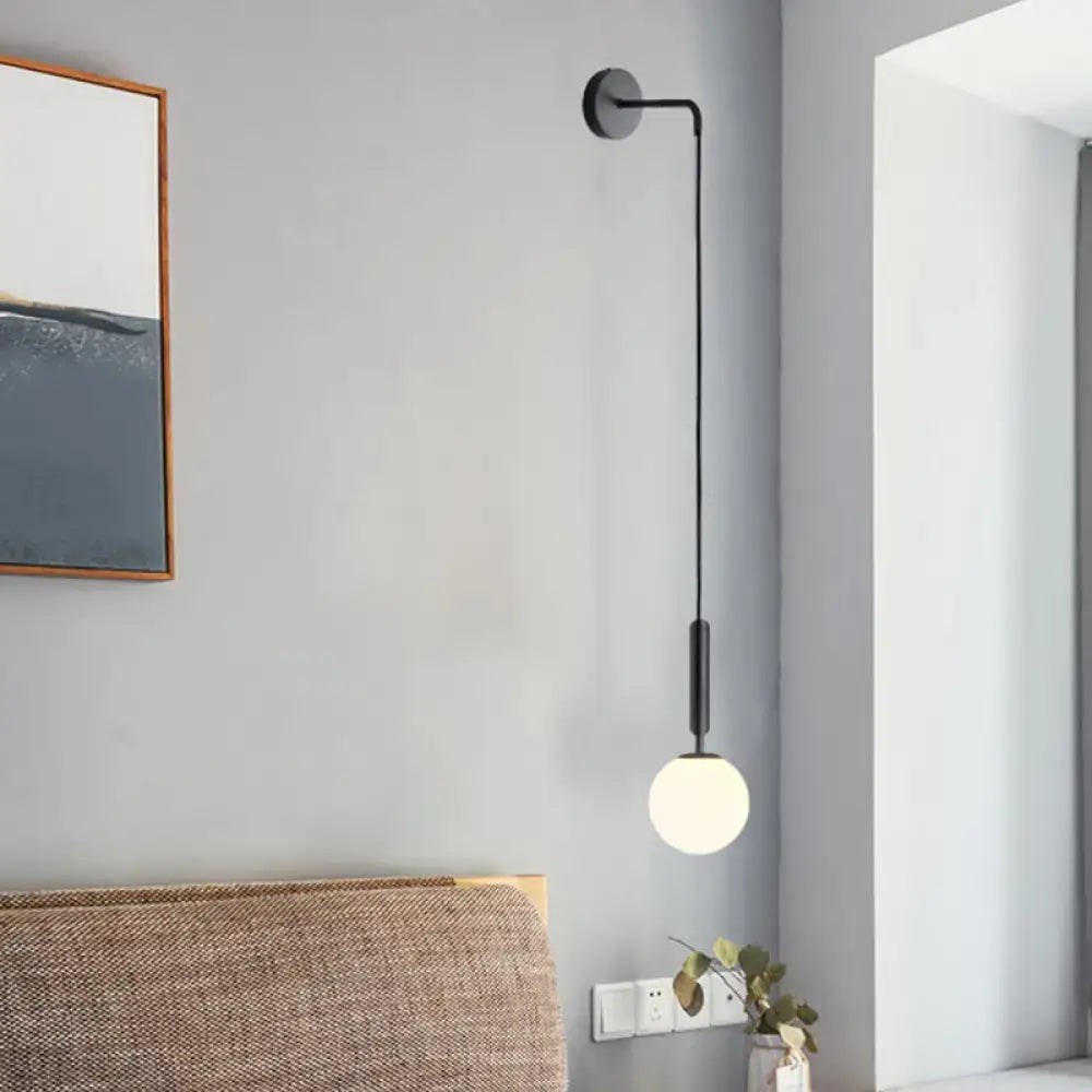 Black Gold Glass Globe Wall Sconce